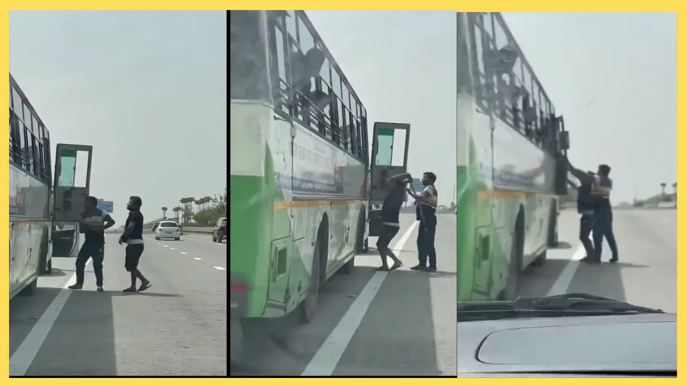 Cab Driver Beats UP Roadways Bus Driver on Yamuna Expressway