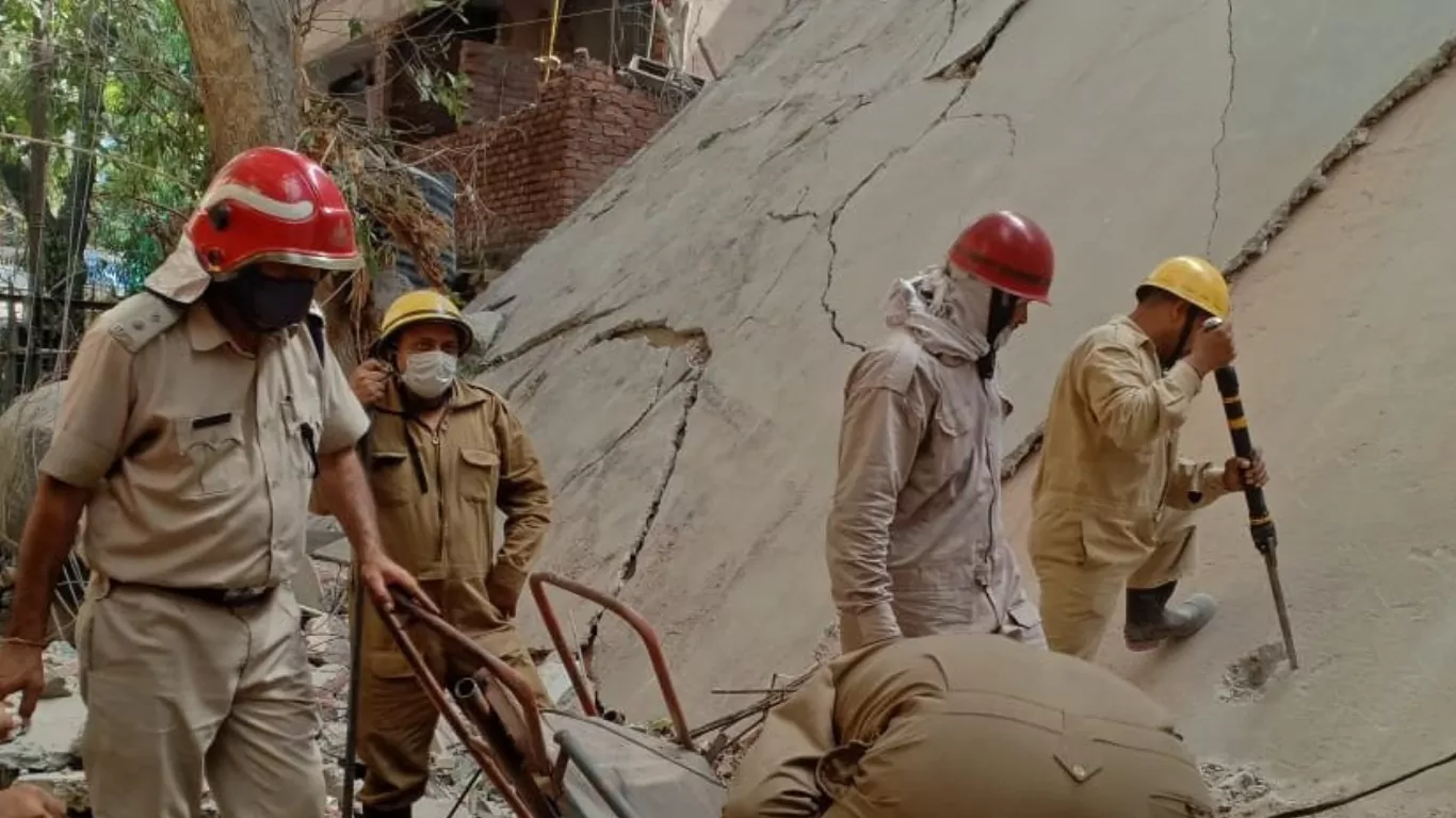 Delhi's Satya Niketan area on Monday when an under-construction building collapsed